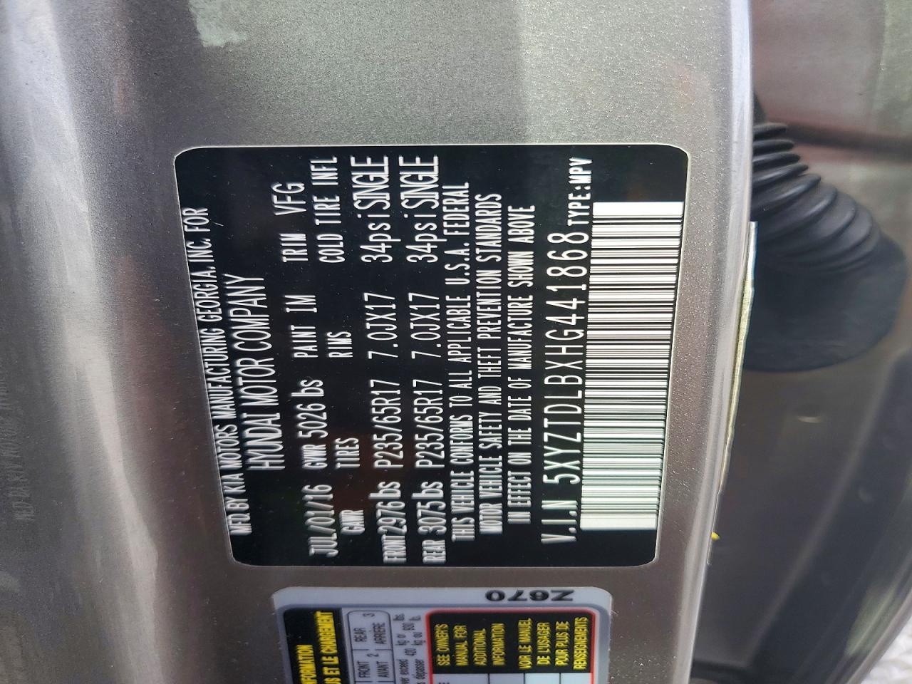 2017 HYUNDAI SANTA FE SPORT 2.4L photo 25