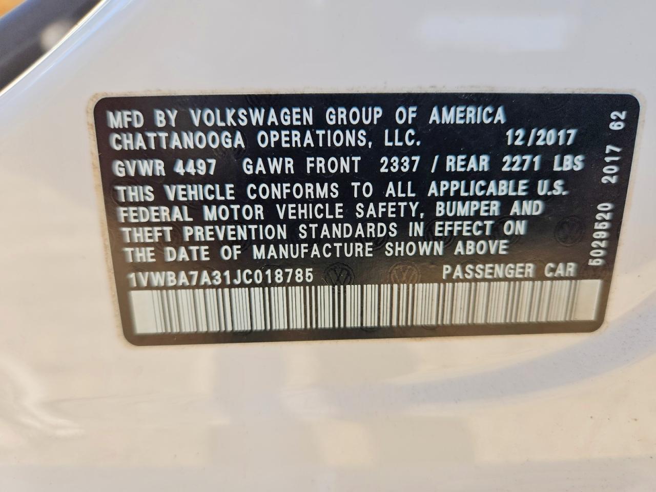 2018 VOLKSWAGEN PASSAT SE photo 12