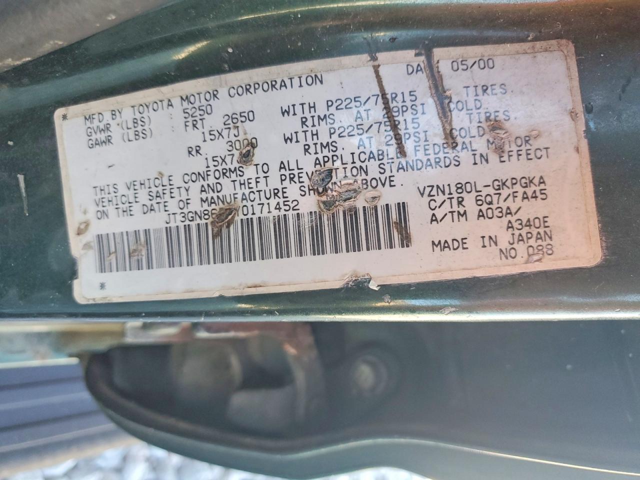 2000 TOYOTA 4RUNNER SR5 photo 23
