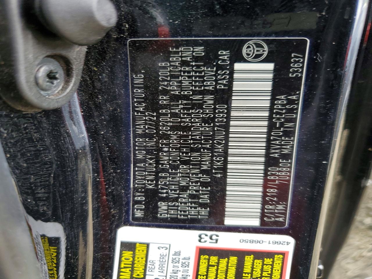 2022 TOYOTA CAMRY XSE photo 12