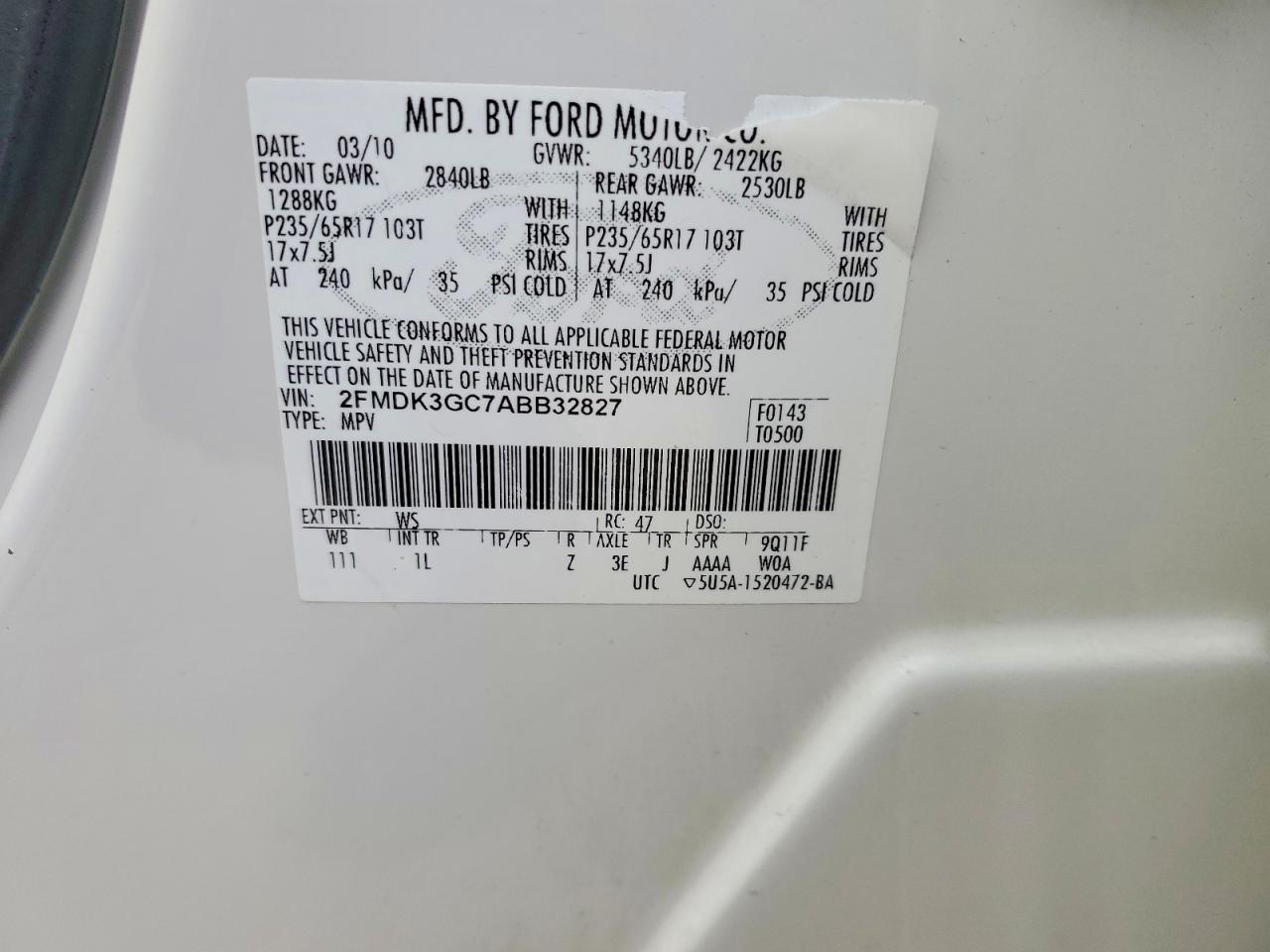 2010 FORD EDGE SE photo 14
