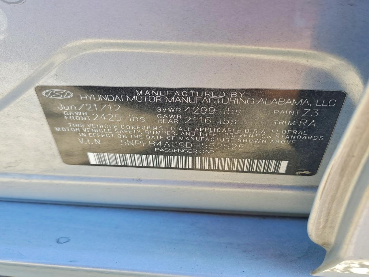 2013 HYUNDAI SONATA GLS photo 12