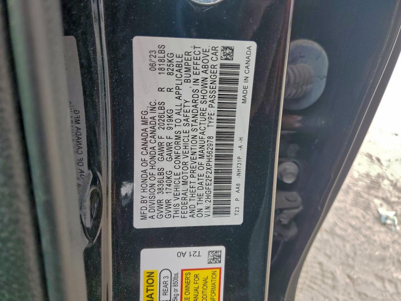 2023 HONDA CIVIC LX photo 12