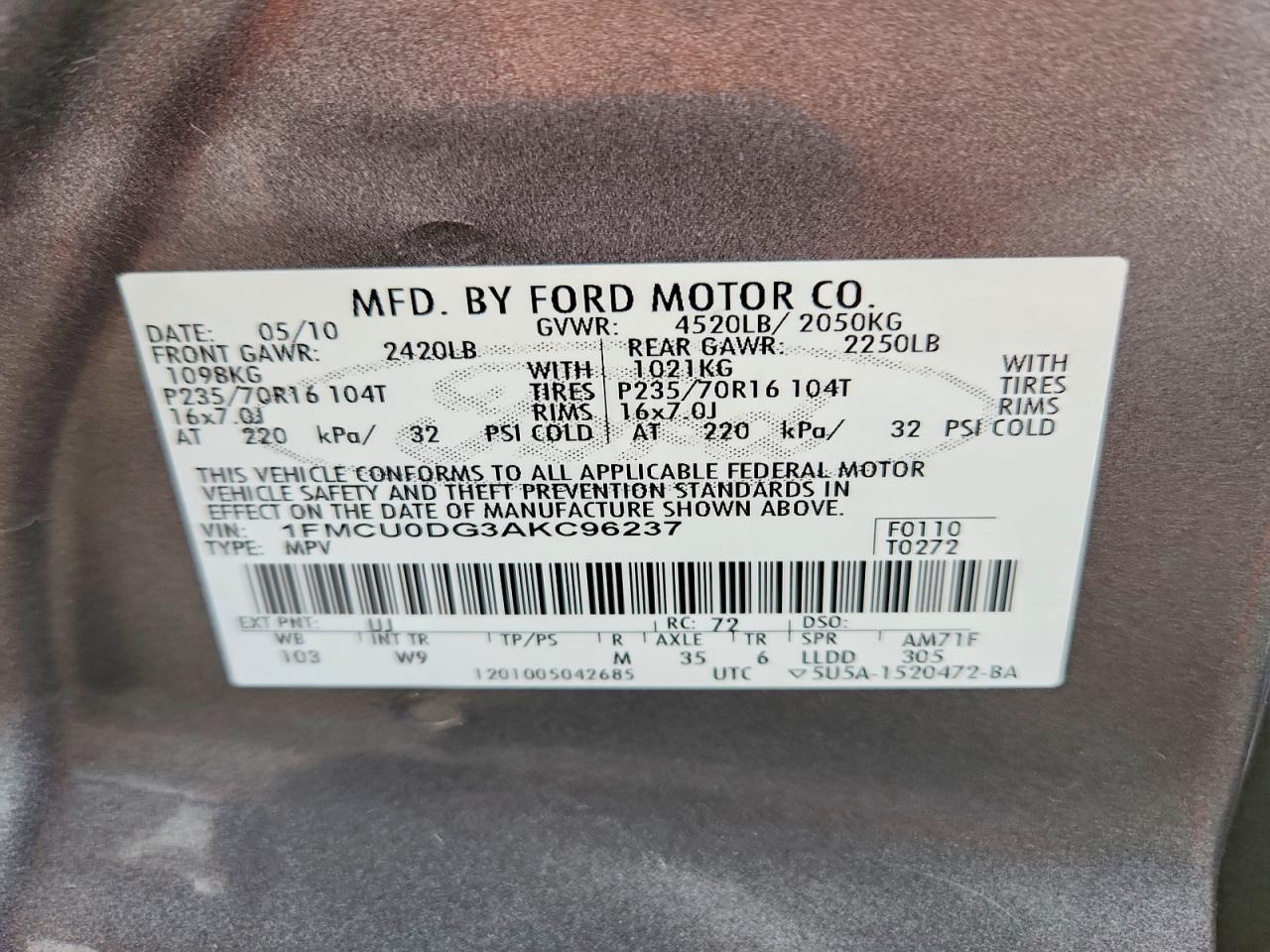 2010 FORD ESCAPE XLT photo 12