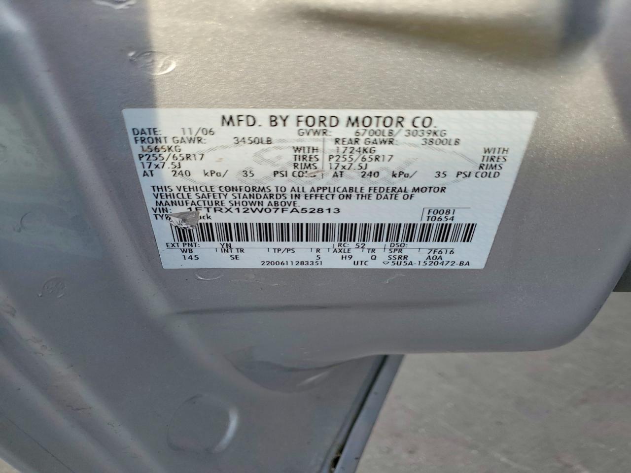 2007 FORD F150 photo 12