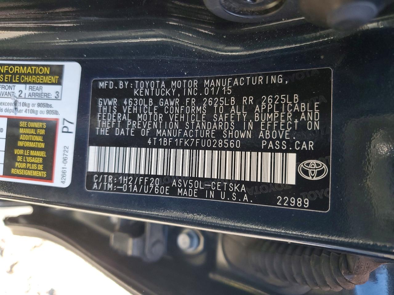 2015 TOYOTA CAMRY LE photo 25