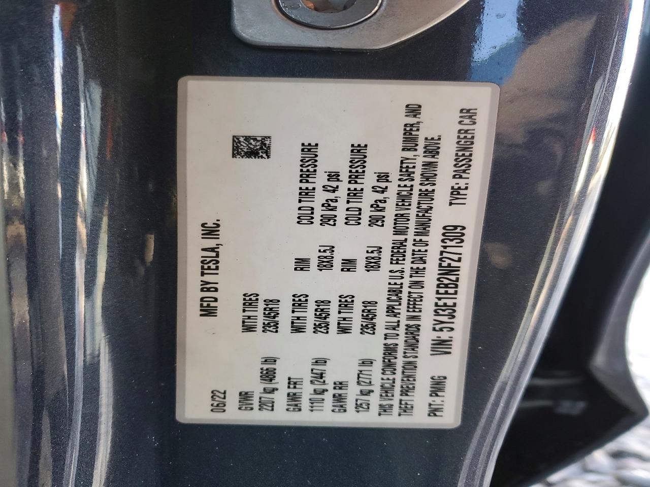 2022 TESLA MODEL 3 photo 12