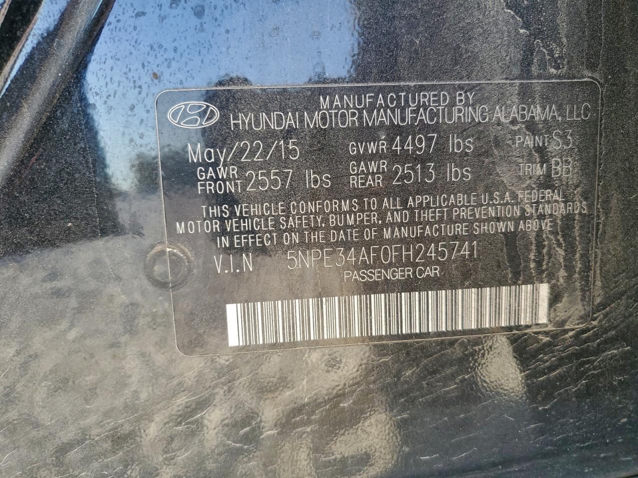 2015 HYUNDAI SONATA SPORT photo 13