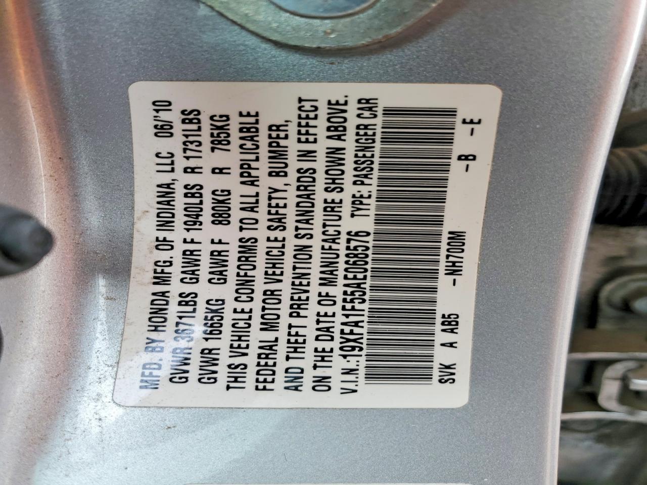 2010 HONDA CIVIC LX photo 13