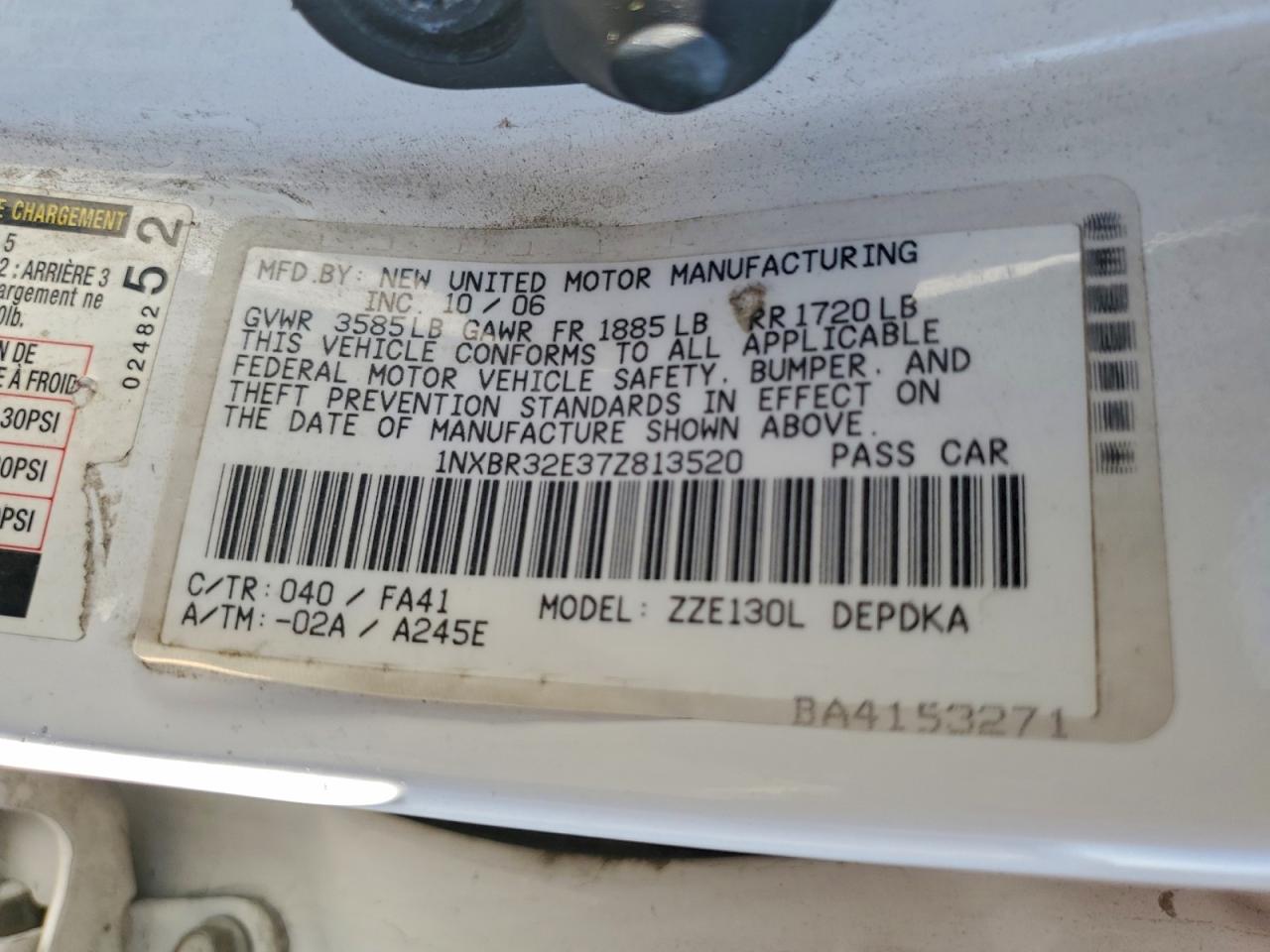 2007 TOYOTA COROLLA CE photo 12