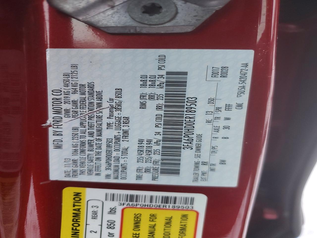 2014 FORD FUSION SE photo 12