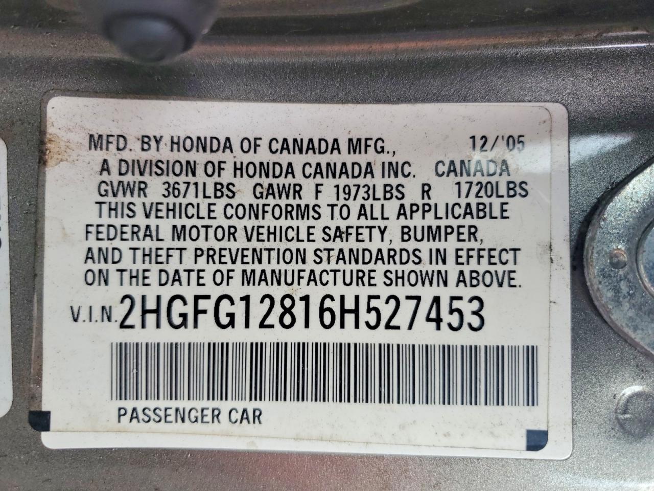 2006 HONDA CIVIC EX photo 12