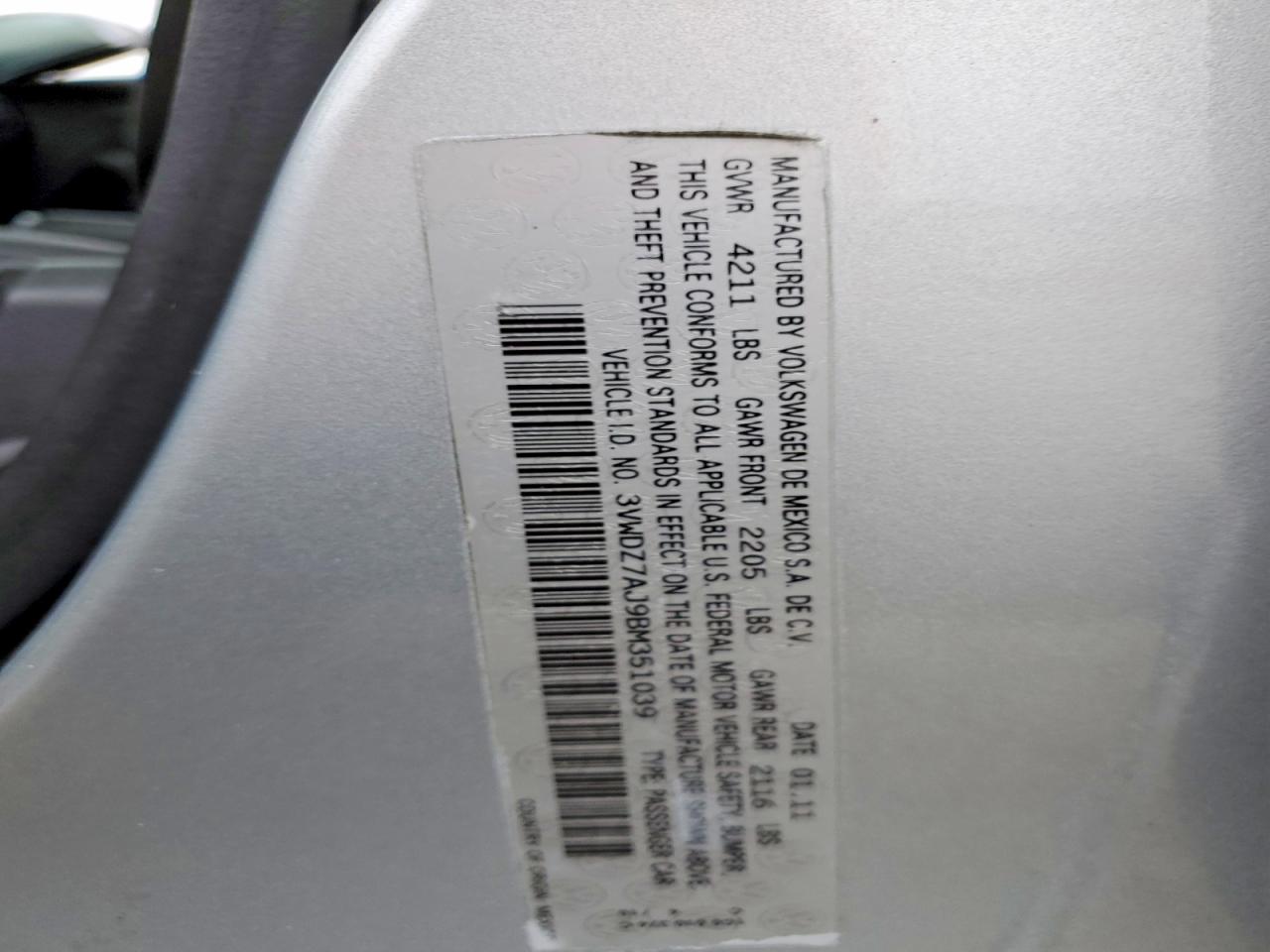 2011 VOLKSWAGEN JETTA SE photo 14