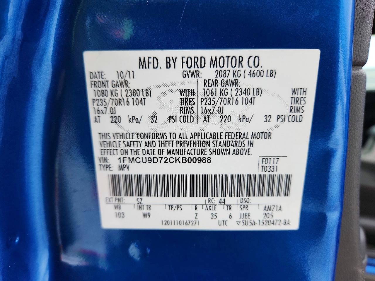 2012 FORD ESCAPE XLT photo 14