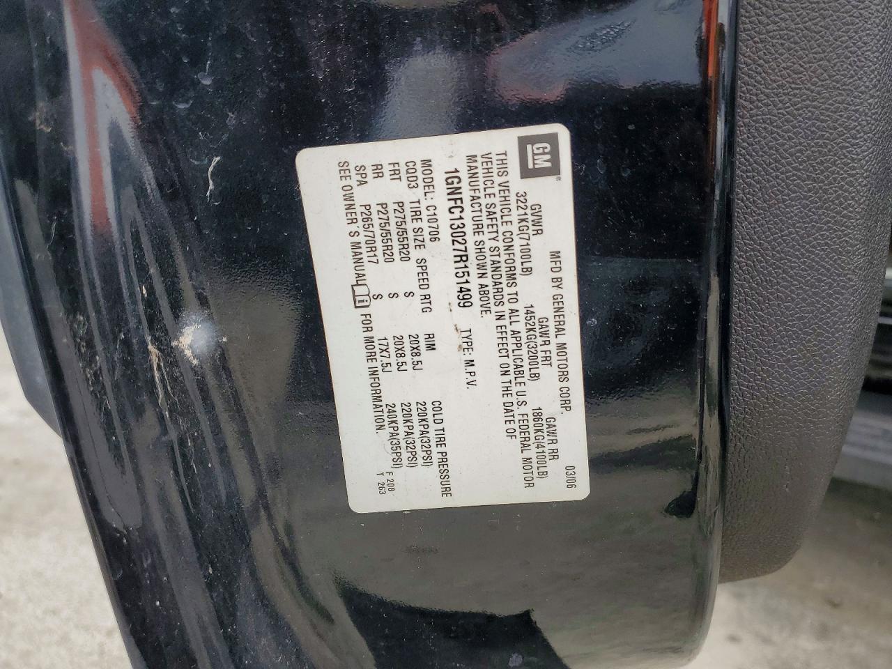 2007 CHEVROLET TAHOE C1500 photo 25