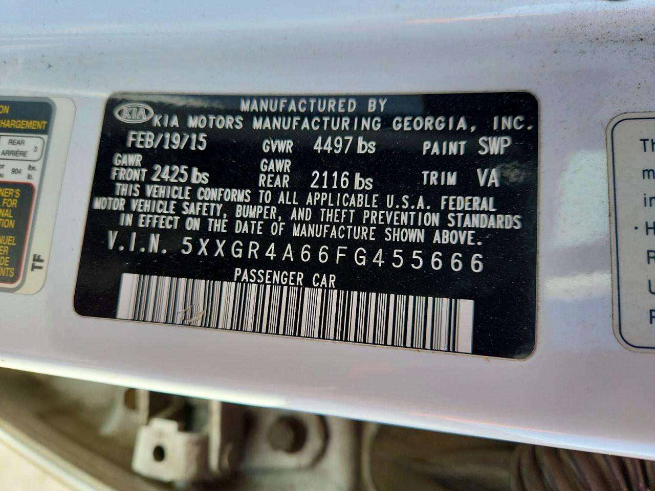 2015 KIA OPTIMA SX photo 12