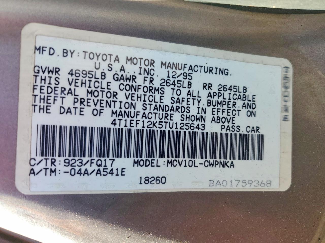 1996 TOYOTA CAMRY LE photo 23