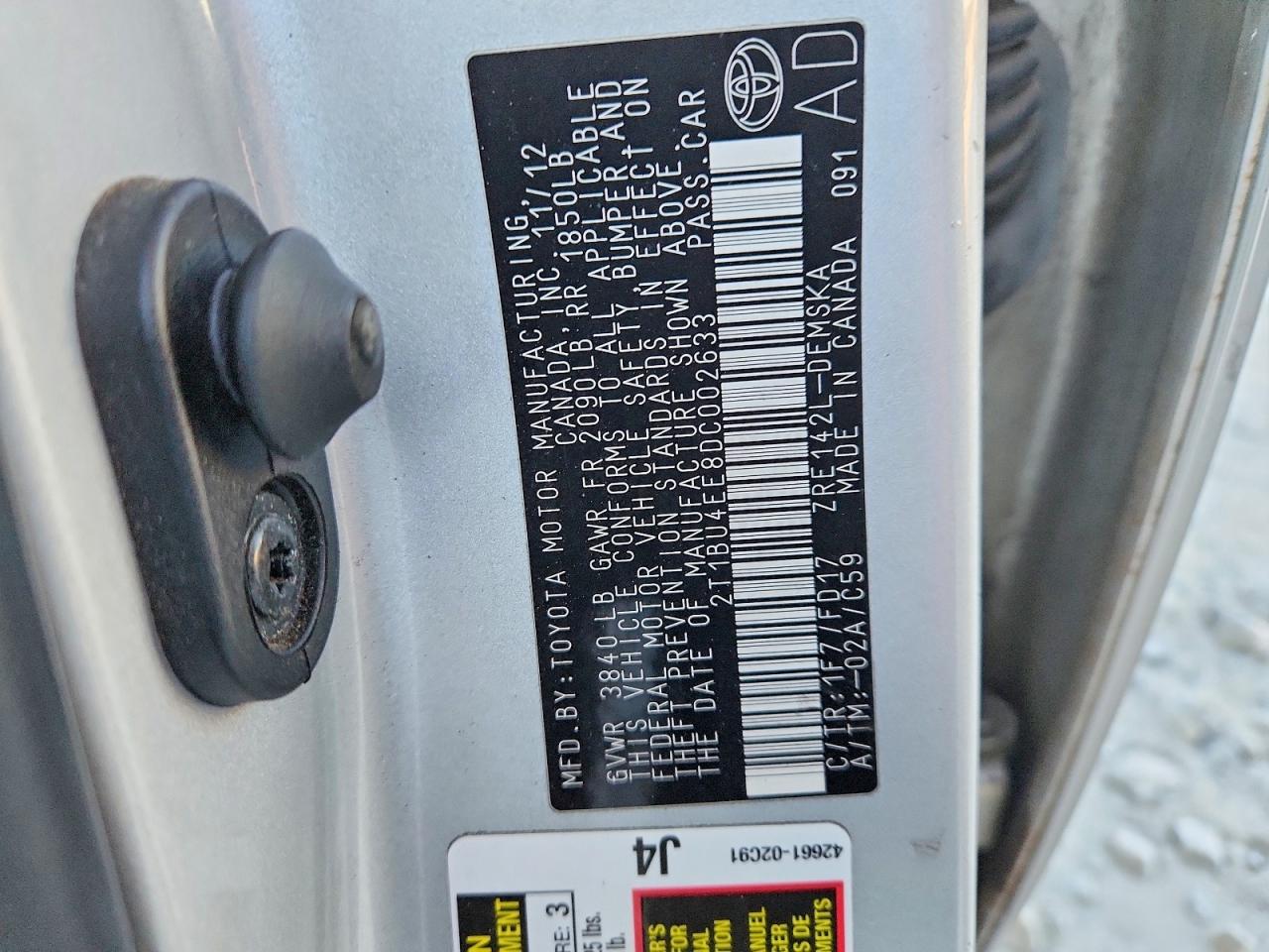 2013 TOYOTA COROLLA BASE photo 12