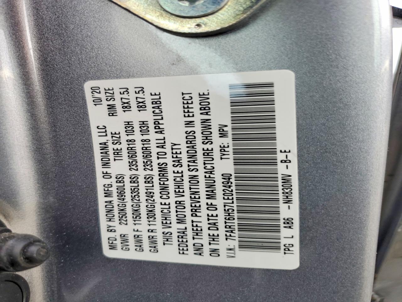 2020 HONDA CR-V EX photo 14