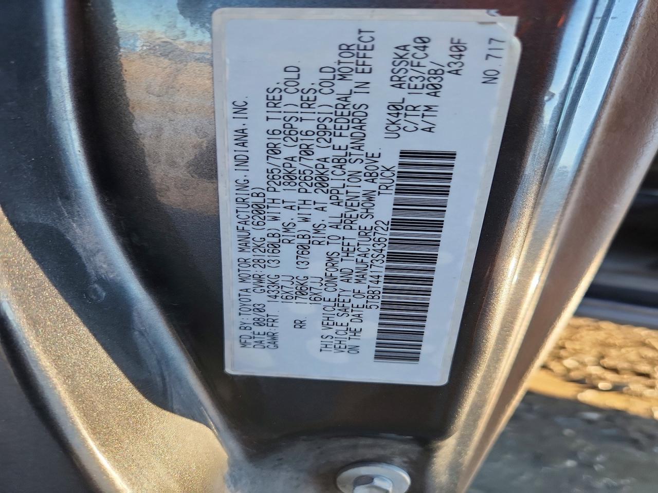 2003 TOYOTA TUNDRA ACCESS CAB SR5 photo 13