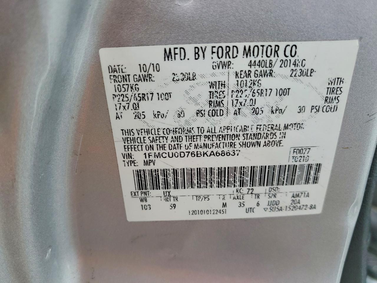 2011 FORD ESCAPE XLT photo 13