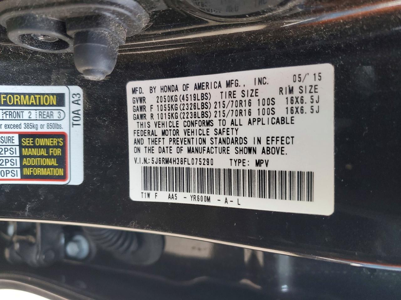 2015 HONDA CR-V LX photo 13