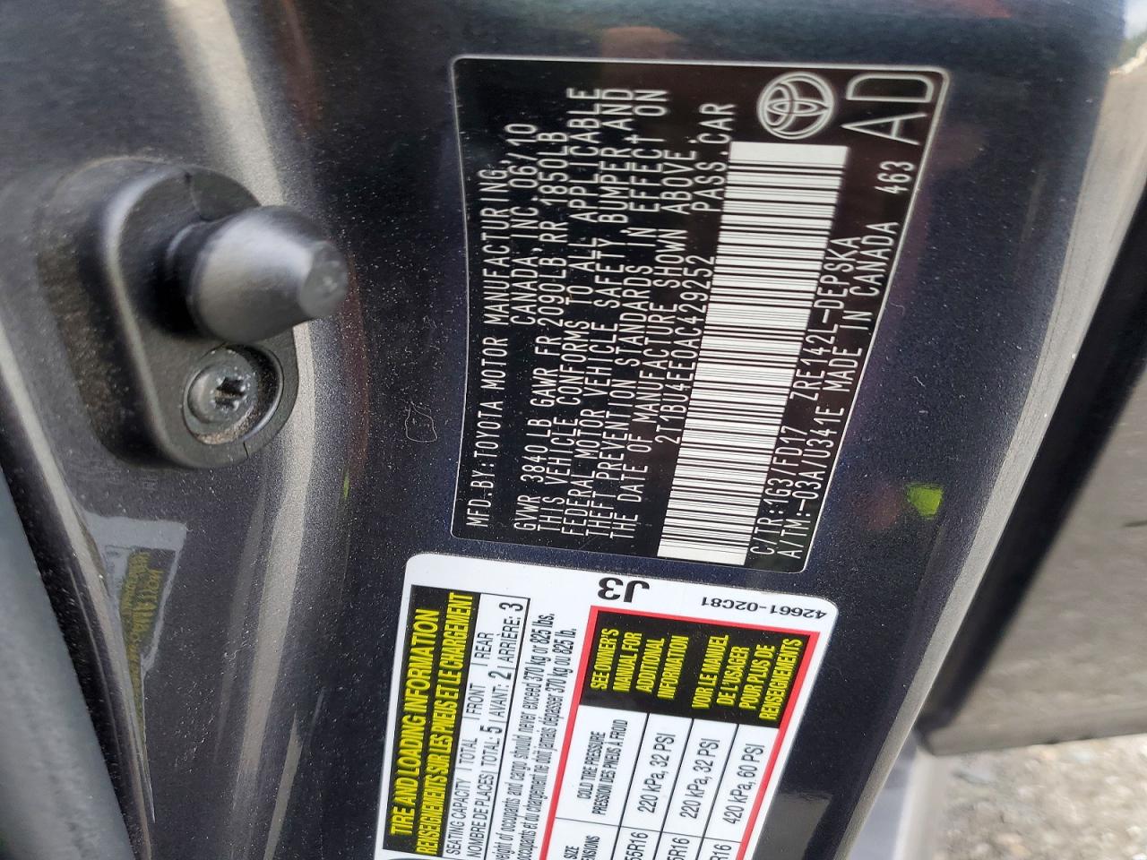 2010 TOYOTA COROLLA BASE photo 12
