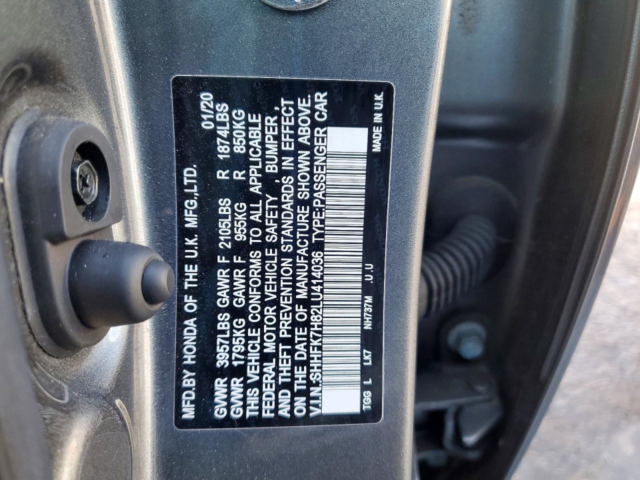 2020 HONDA CIVIC EXL photo 12