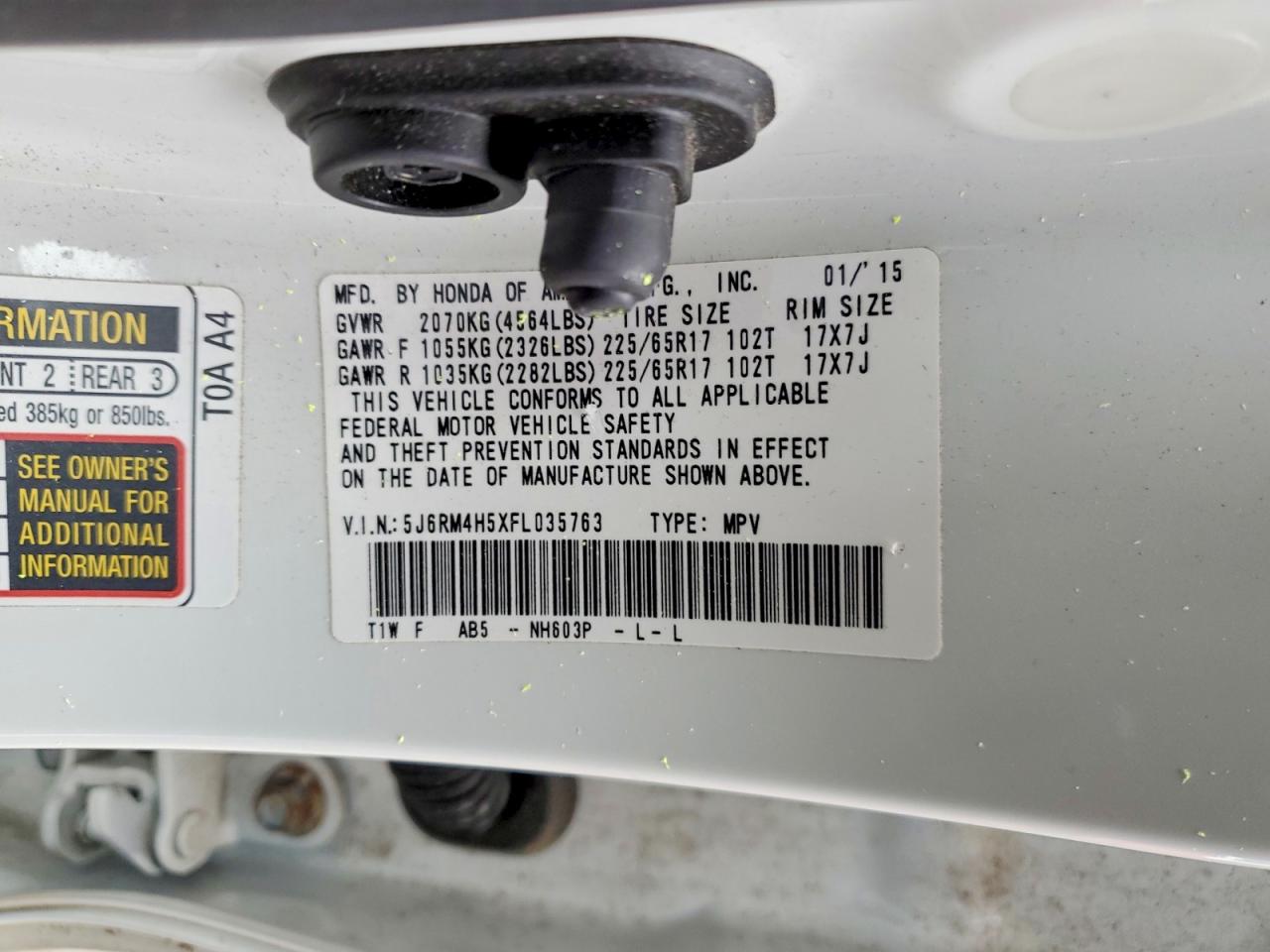2015 HONDA CR-V EX photo 12