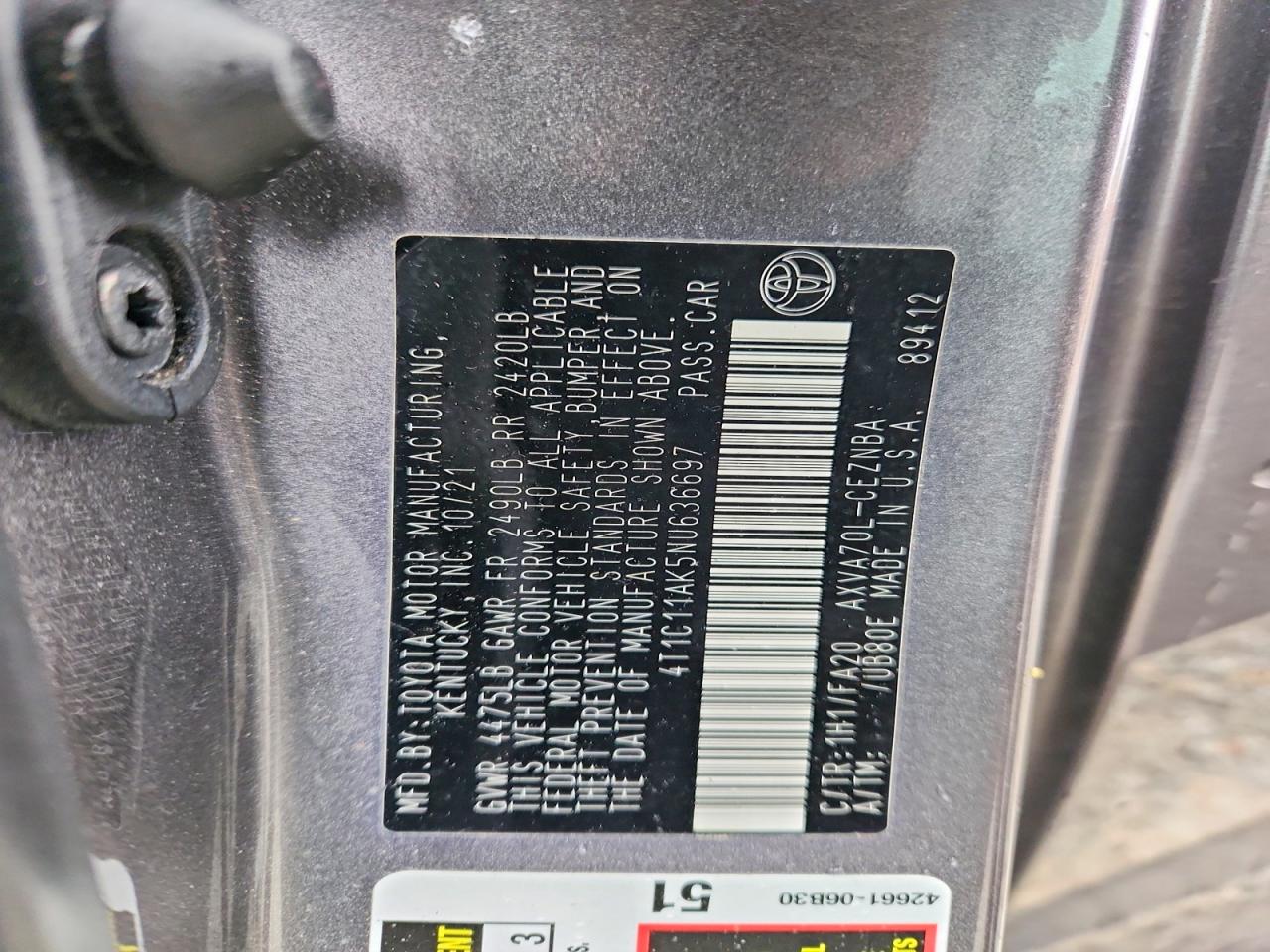 2022 TOYOTA CAMRY LE photo 12