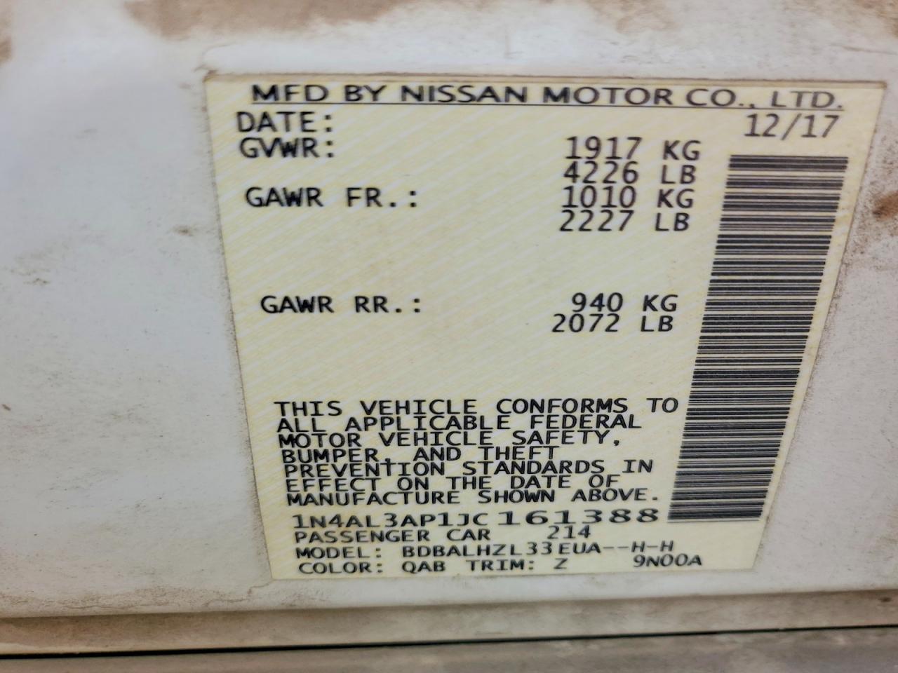 2018 NISSAN ALTIMA 2.5 photo 12