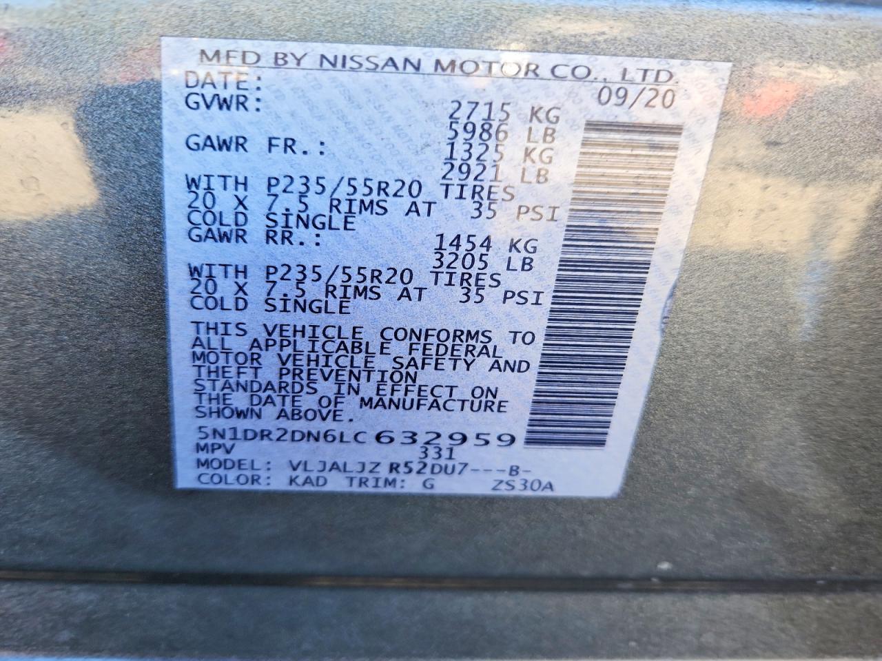 2020 NISSAN PATHFINDER PLATINUM photo 13