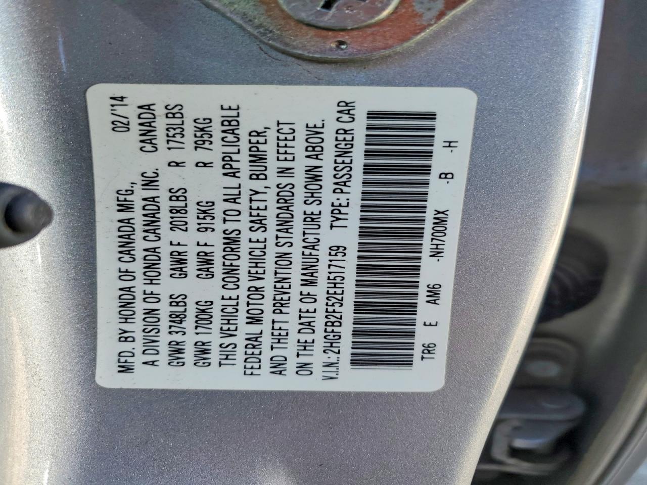 2014 HONDA CIVIC LX photo 13