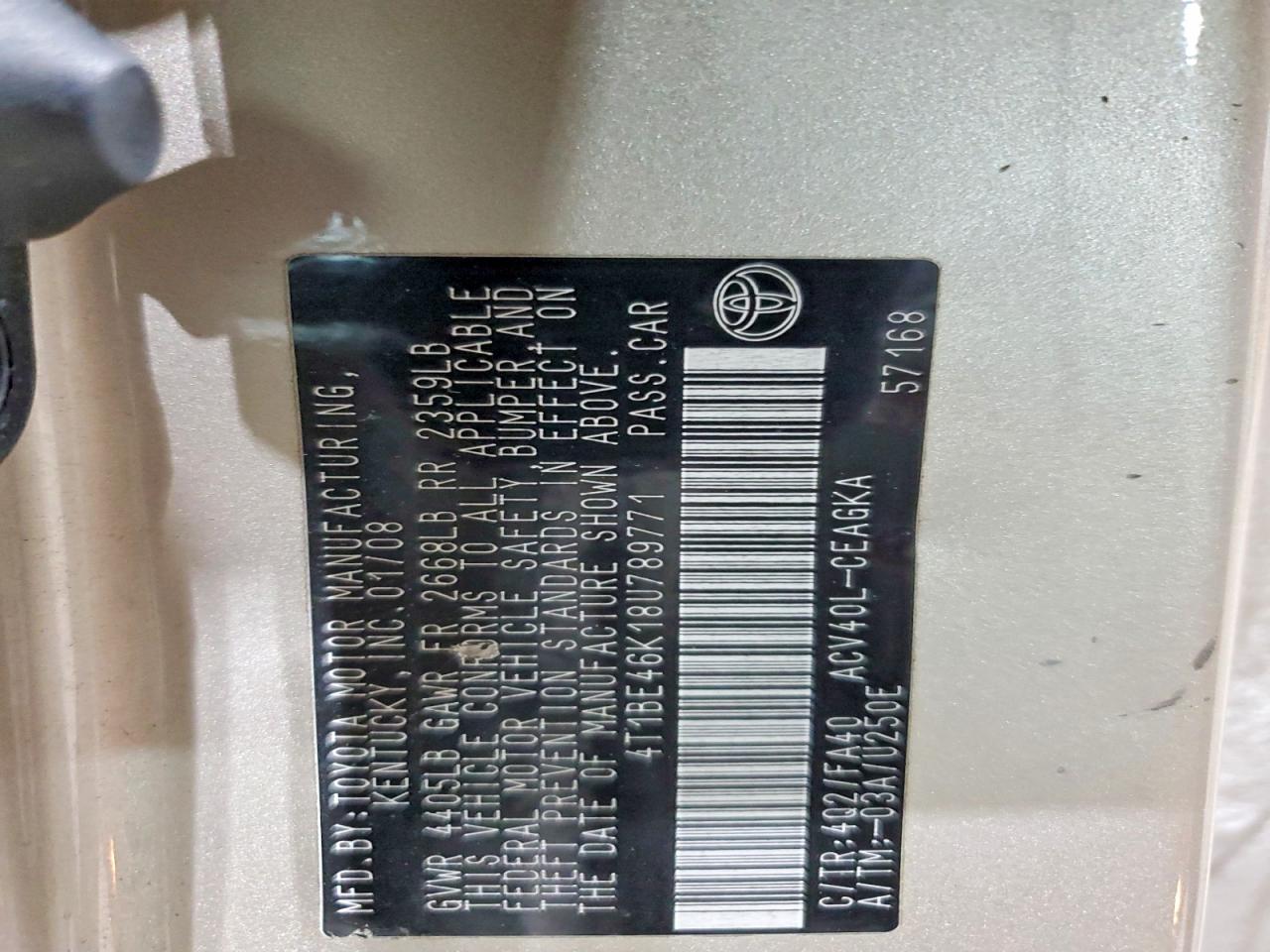 2008 TOYOTA CAMRY CE photo 12