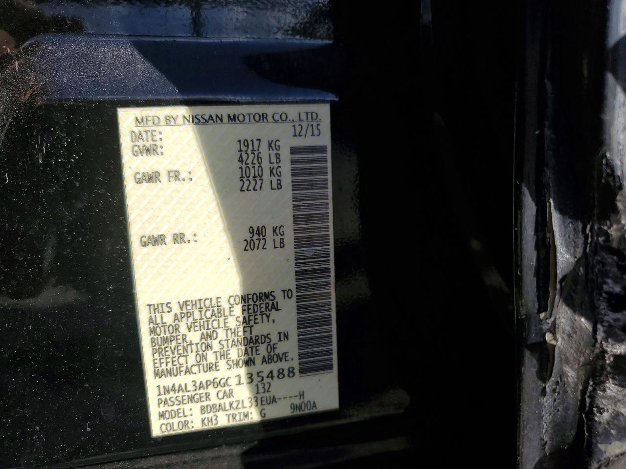 2016 NISSAN ALTIMA 2.5 photo 12