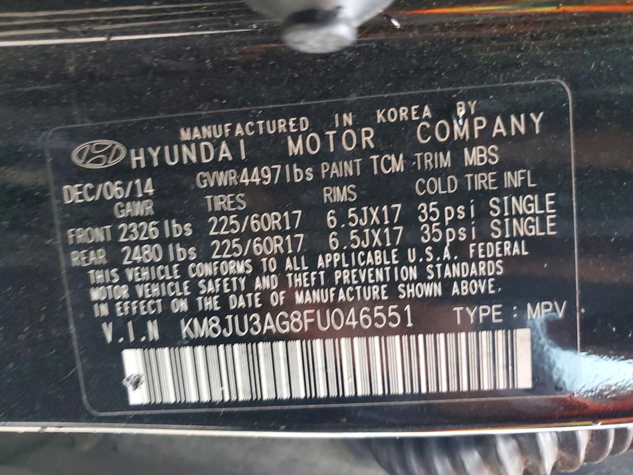 2015 HYUNDAI TUCSON LIMITED photo 14