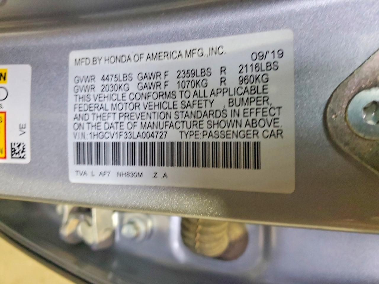 2020 HONDA ACCORD SPORT photo 12