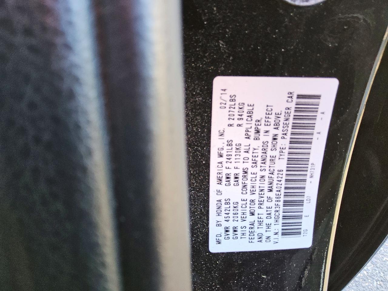 2014 HONDA ACCORD EXL photo 12