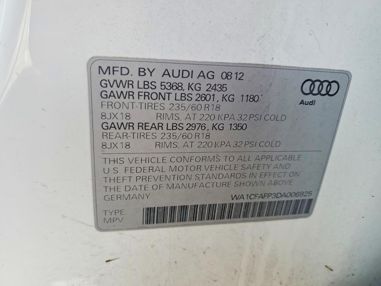 2013 AUDI Q5 PREMIUM photo 14