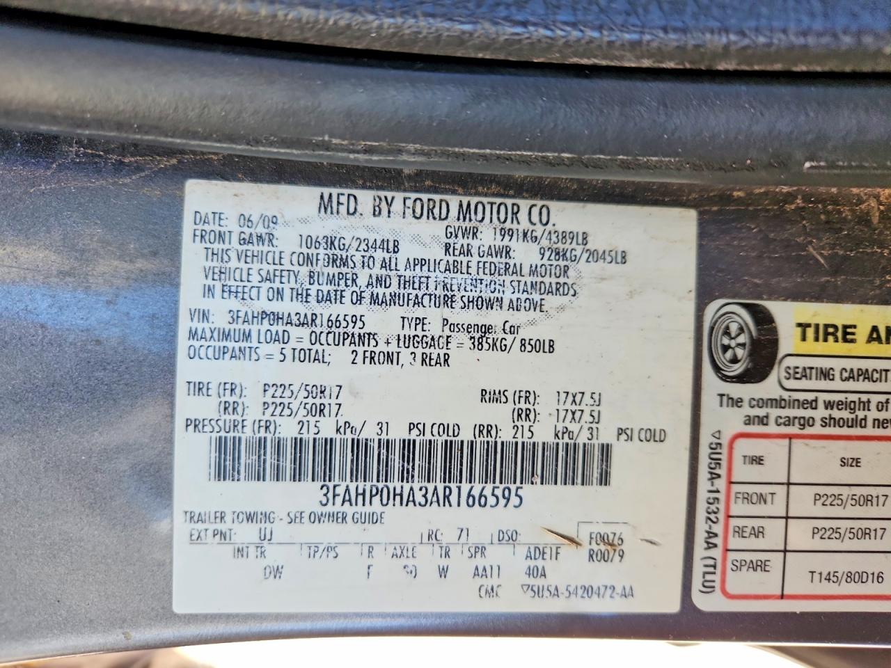 2010 FORD FUSION SE photo 12
