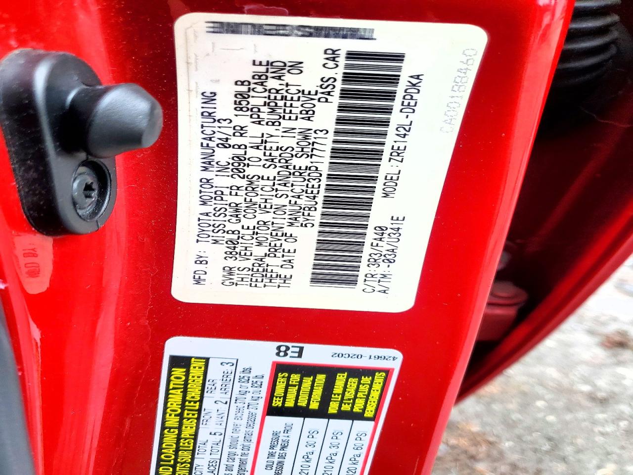 2013 TOYOTA COROLLA BASE photo 12