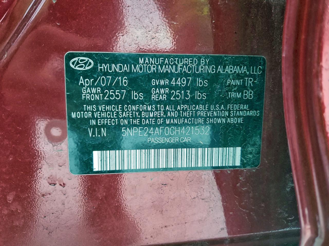 2016 HYUNDAI SONATA SE photo 12
