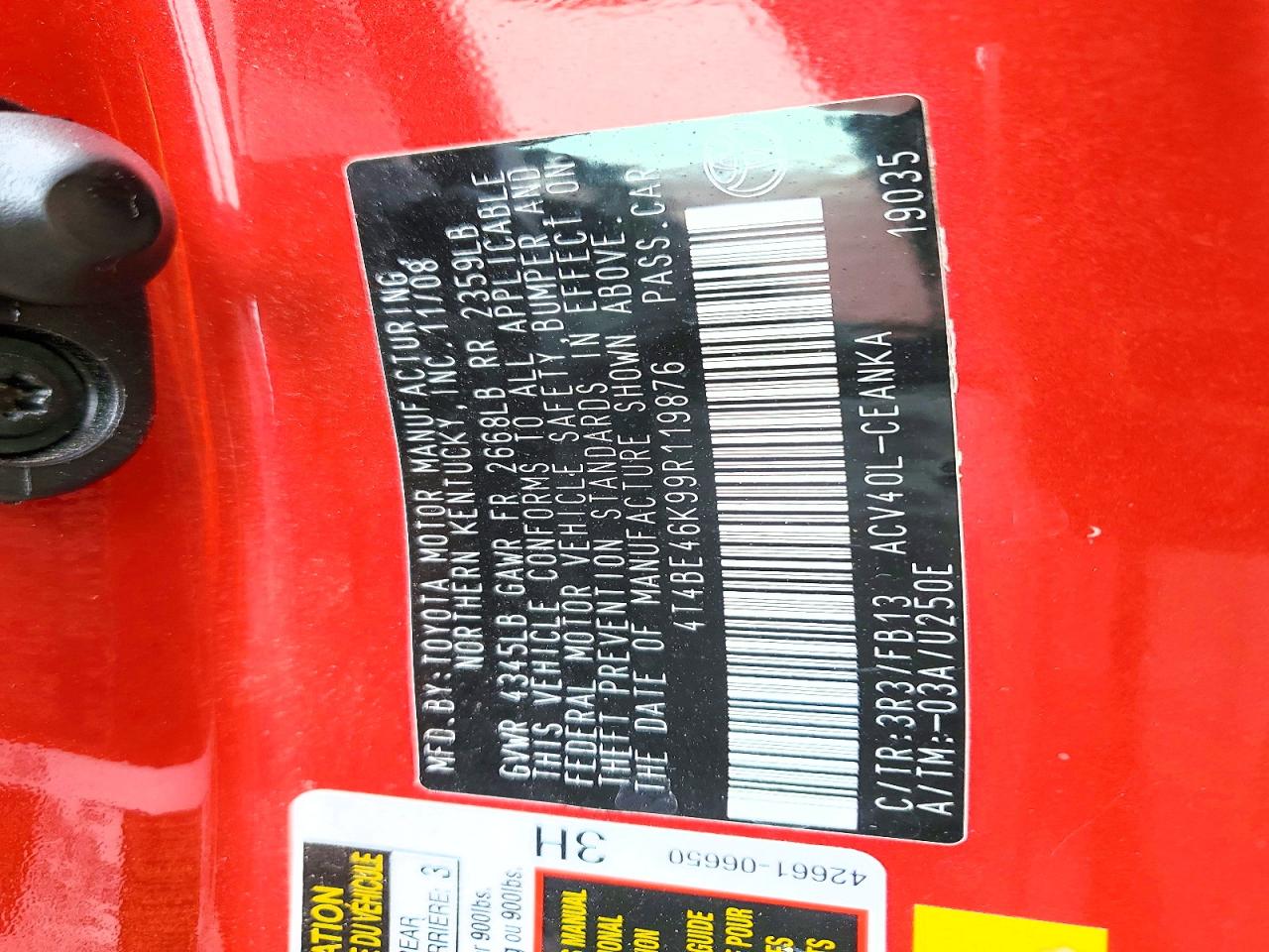2009 TOYOTA CAMRY BASE photo 23