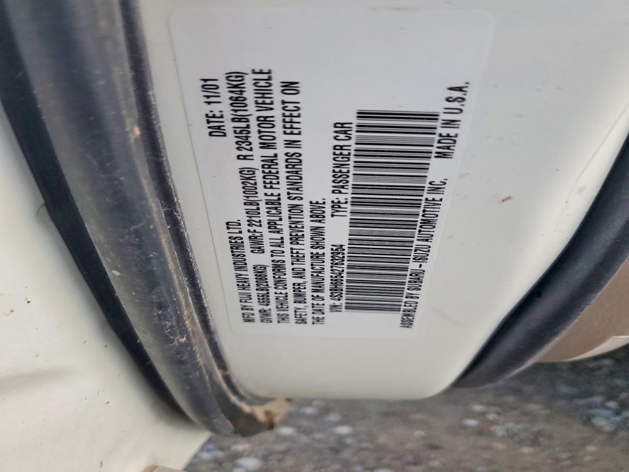 2002 SUBARU LEGACY OUTBACK photo 12