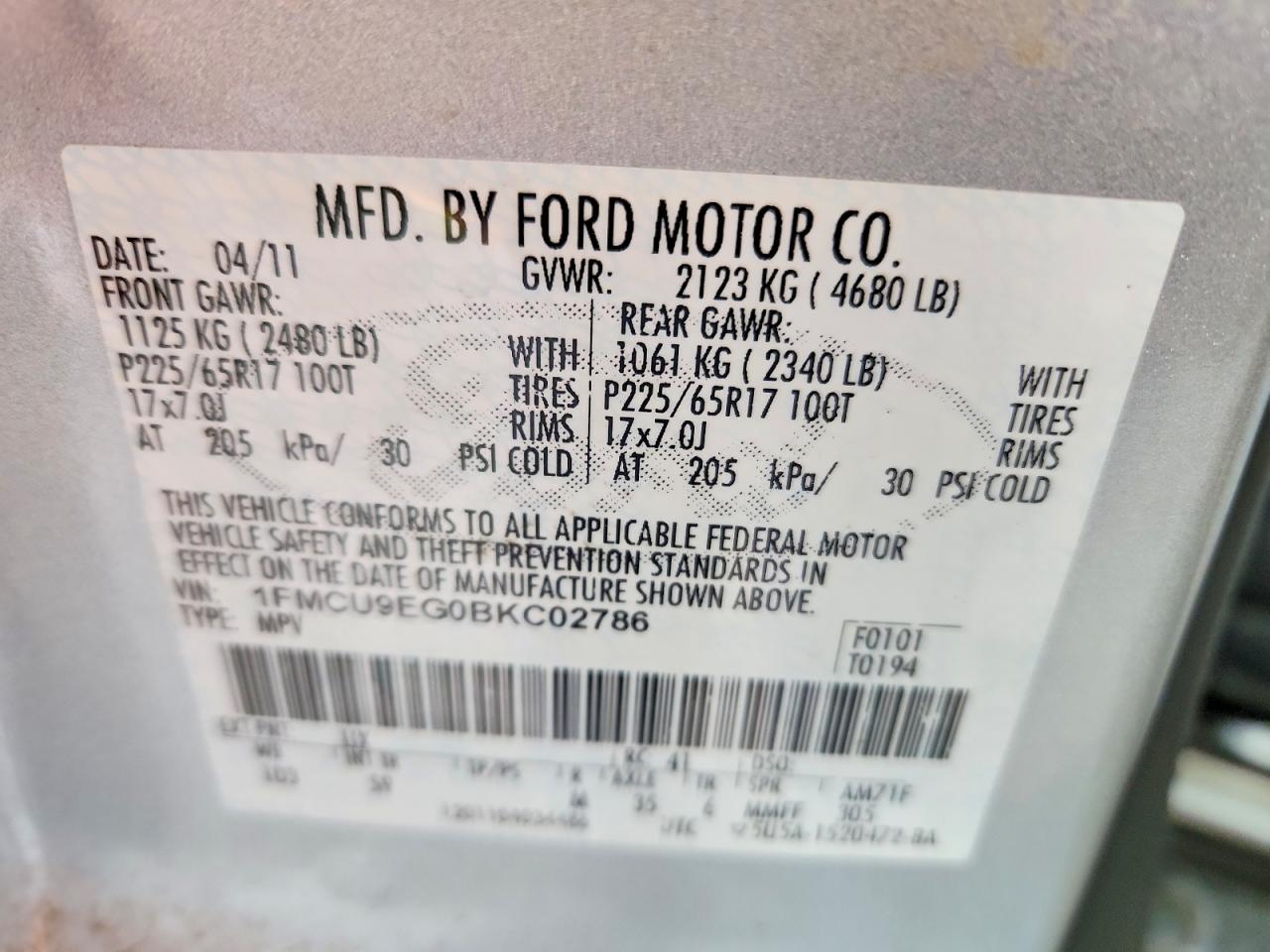 2011 FORD ESCAPE LIMITED photo 12