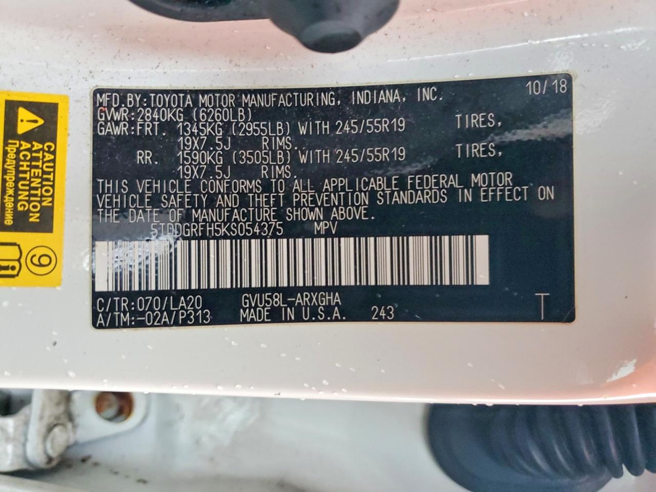 2019 TOYOTA HIGHLANDER HYBRID LIMITED photo 13