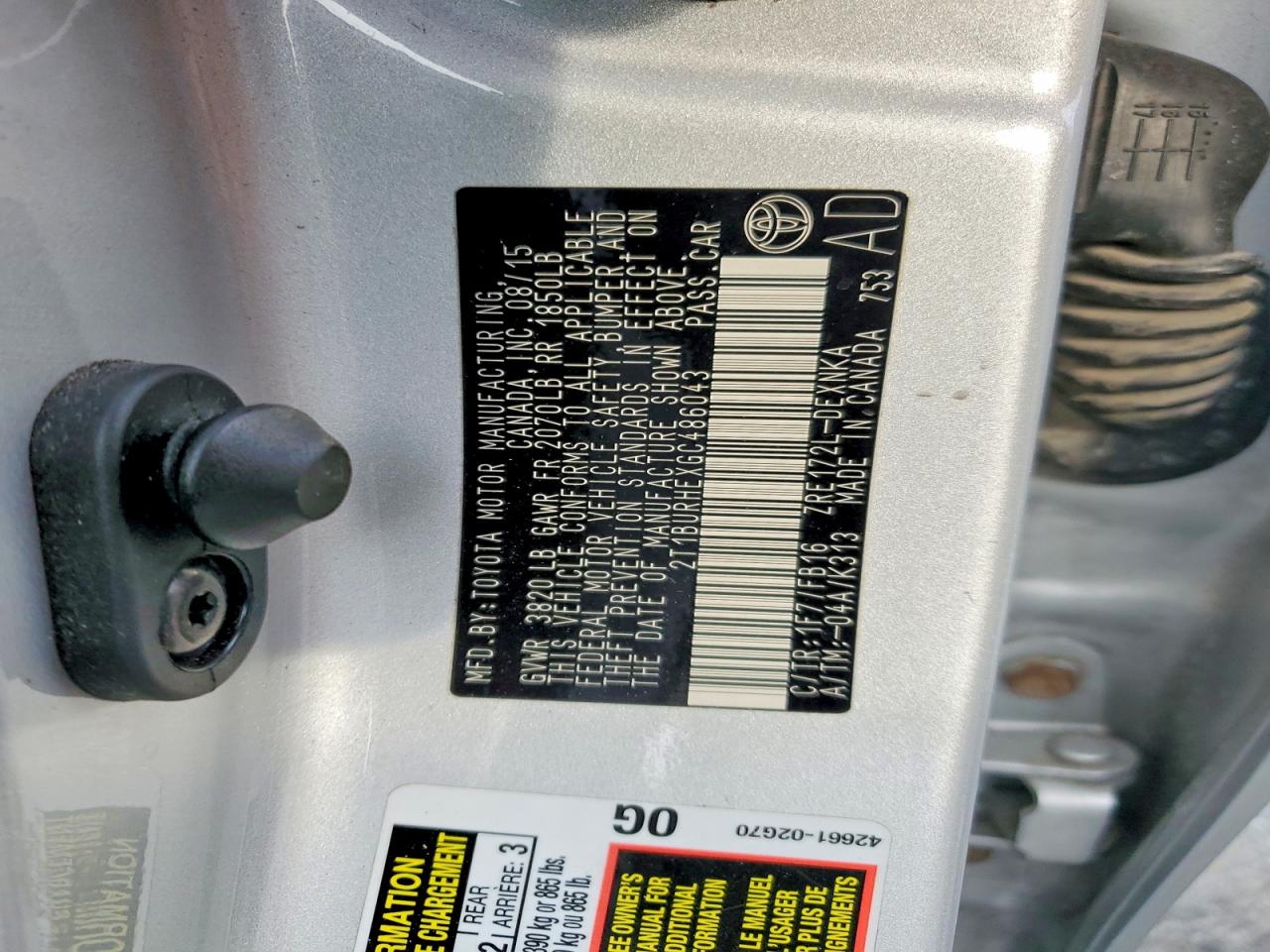 2016 TOYOTA COROLLA L photo 12