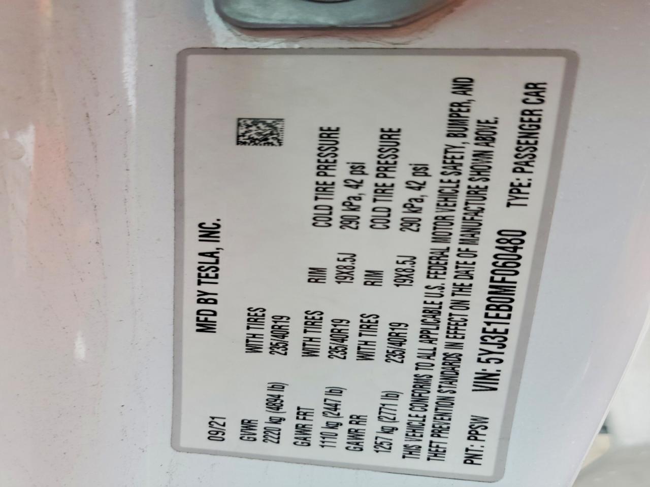 2021 TESLA MODEL 3 photo 25