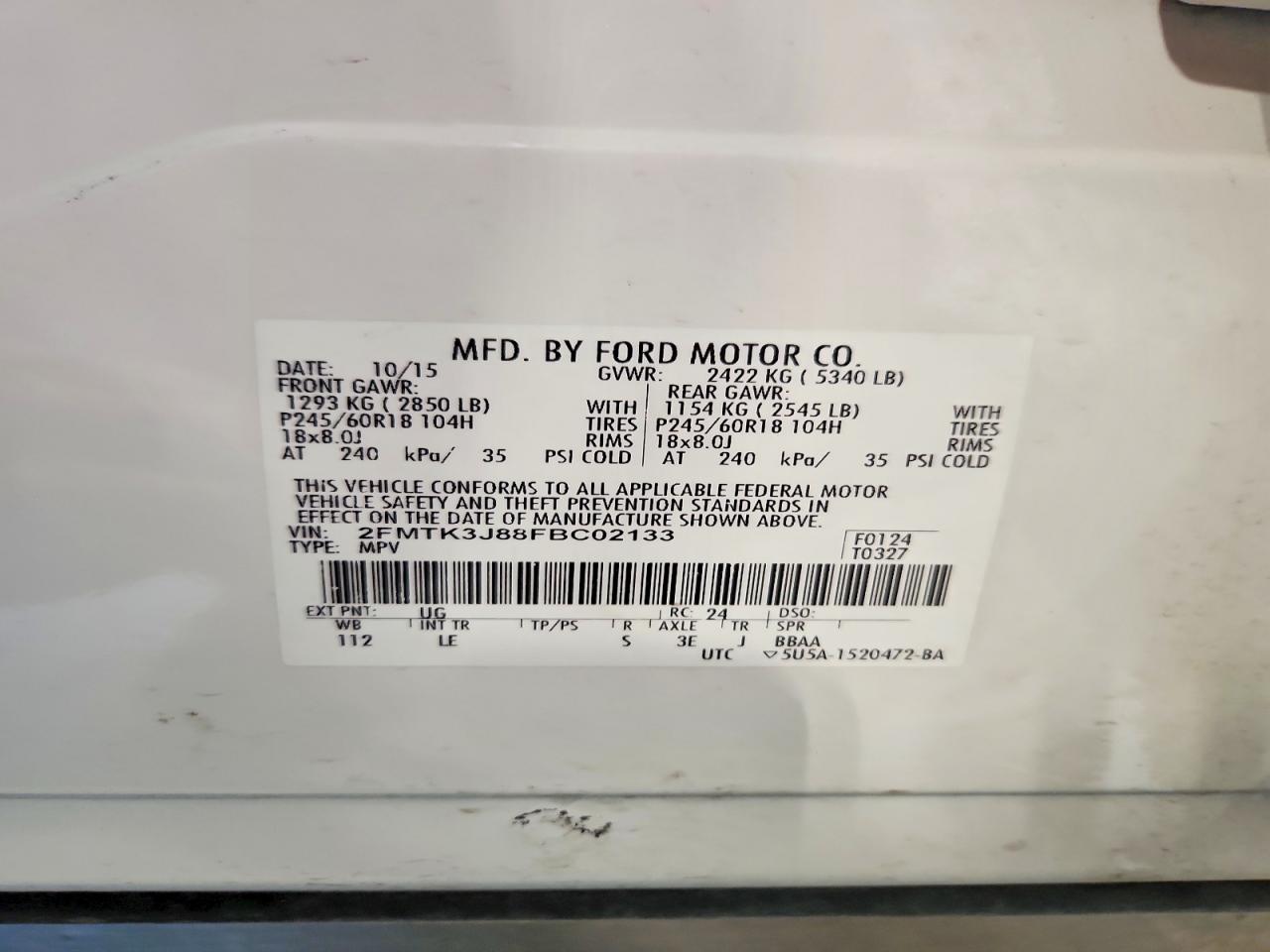 2015 FORD EDGE SEL photo 13