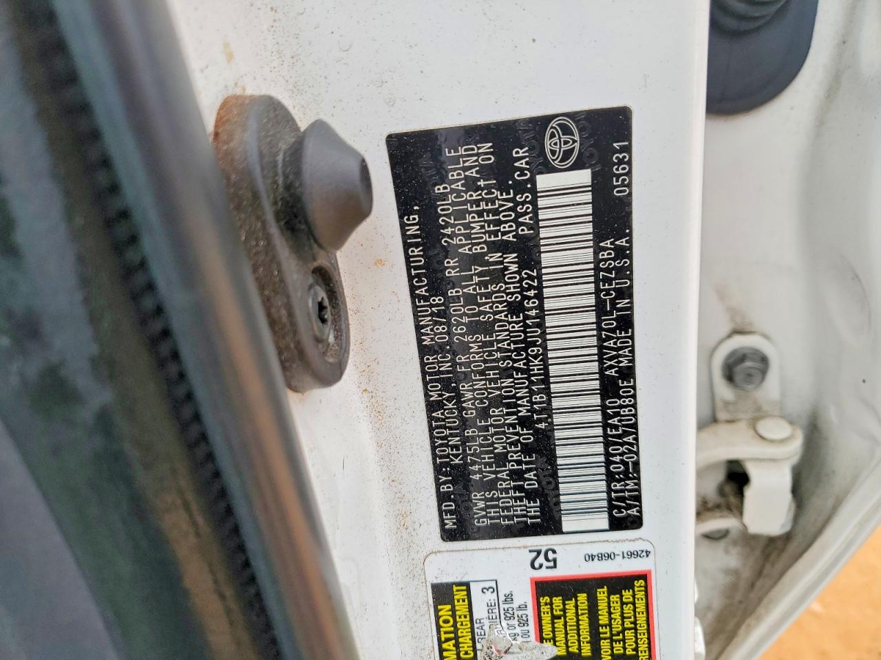 2018 TOYOTA CAMRY L photo 13